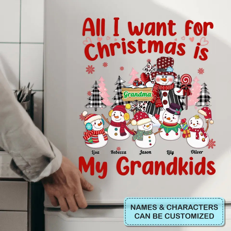 All I Want For Christmas Is My Grandkids - Personalized Custom Decal - Christmas Gift For Grandma, Mom, Family Members