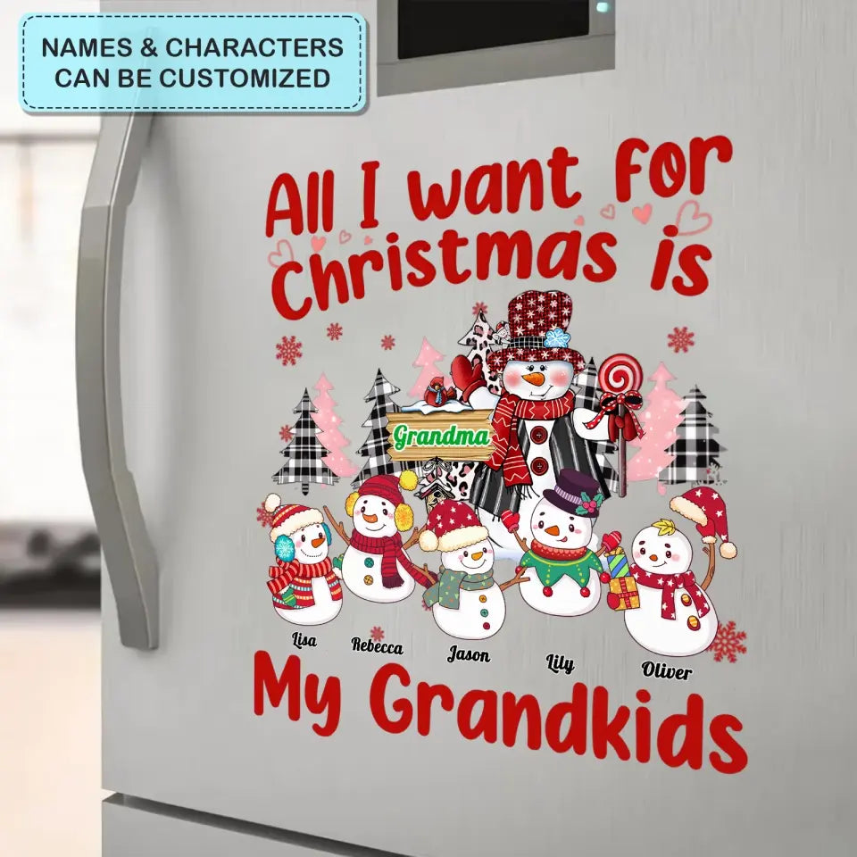 All I Want For Christmas Is My Grandkids - Personalized Custom Decal - Christmas Gift For Grandma, Mom, Family Members
