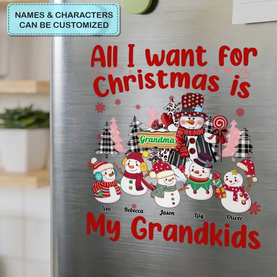 All I Want For Christmas Is My Grandkids - Personalized Custom Decal - Christmas Gift For Grandma, Mom, Family Members