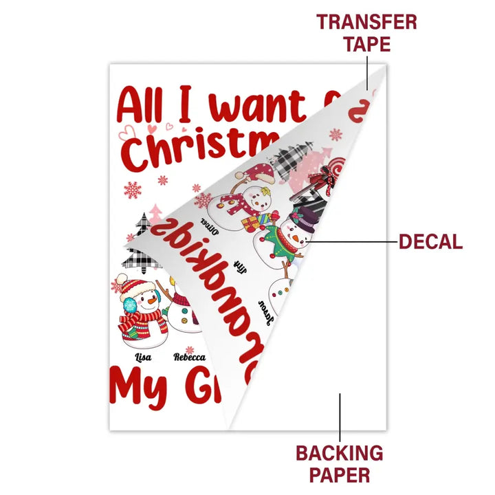 All I Want For Christmas Is My Grandkids - Personalized Custom Decal - Christmas Gift For Grandma, Mom, Family Members