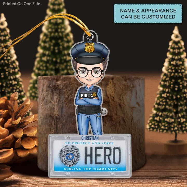 Police Officer - Personalized Custom Mica Ornament - Christmas Gift For Police CLA0AD012