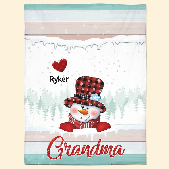 Snowman Nana Mommy - Personalized Custom Blanket - Christmas Gift For Grandma, Mom, Family Members