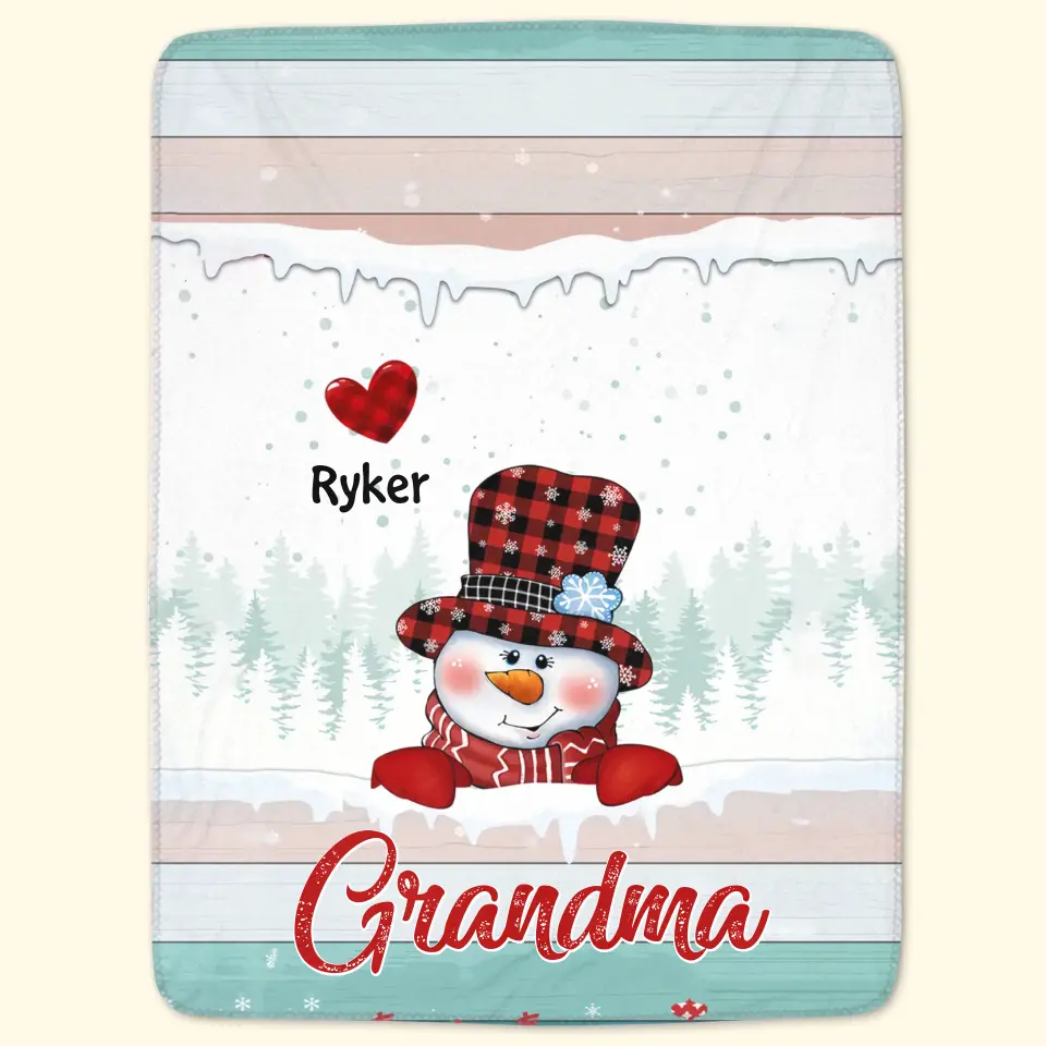 Snowman Nana Mommy - Personalized Custom Blanket - Christmas Gift For Grandma, Mom, Family Members