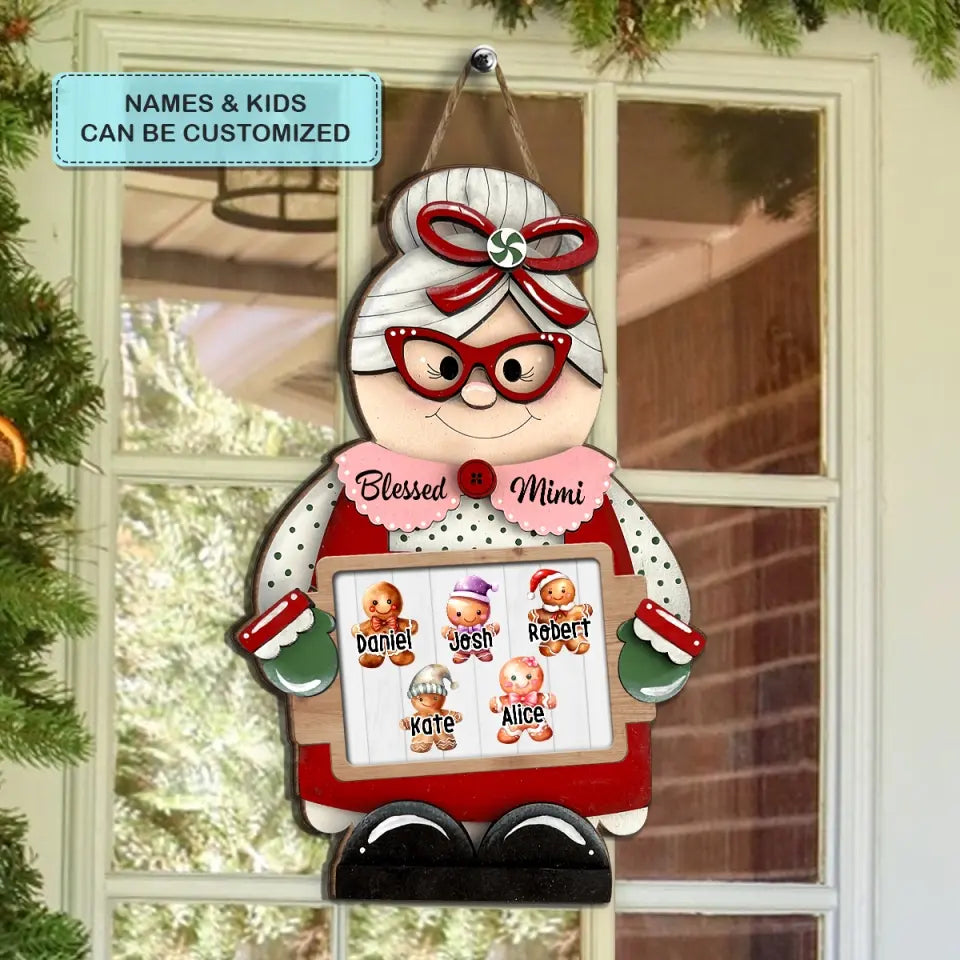 Blessed Nana - Personalized Custom Door Sign - Christmas Gift For Grandma, Family Members
