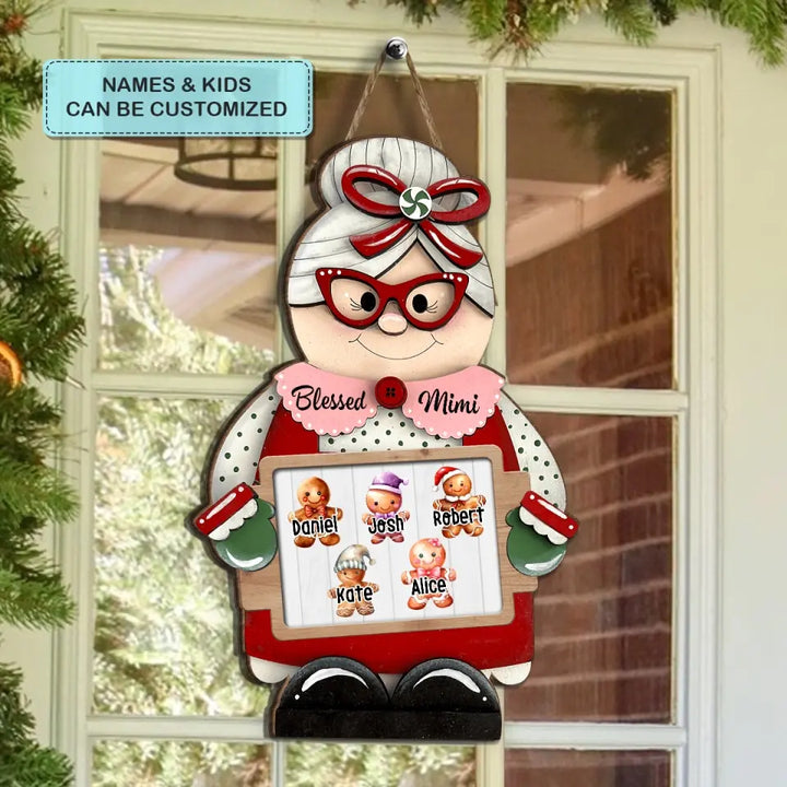 Blessed Nana - Personalized Custom Door Sign - Christmas Gift For Grandma, Family Members