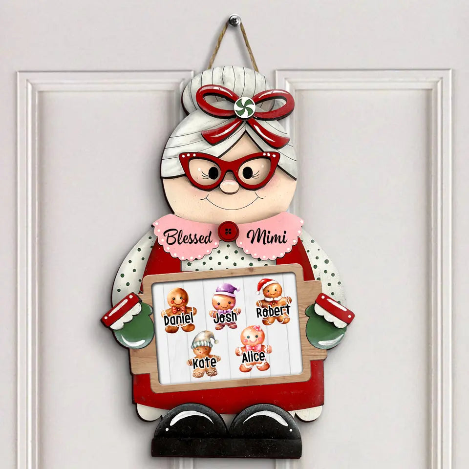 Blessed Nana - Personalized Custom Door Sign - Christmas Gift For Grandma, Family Members