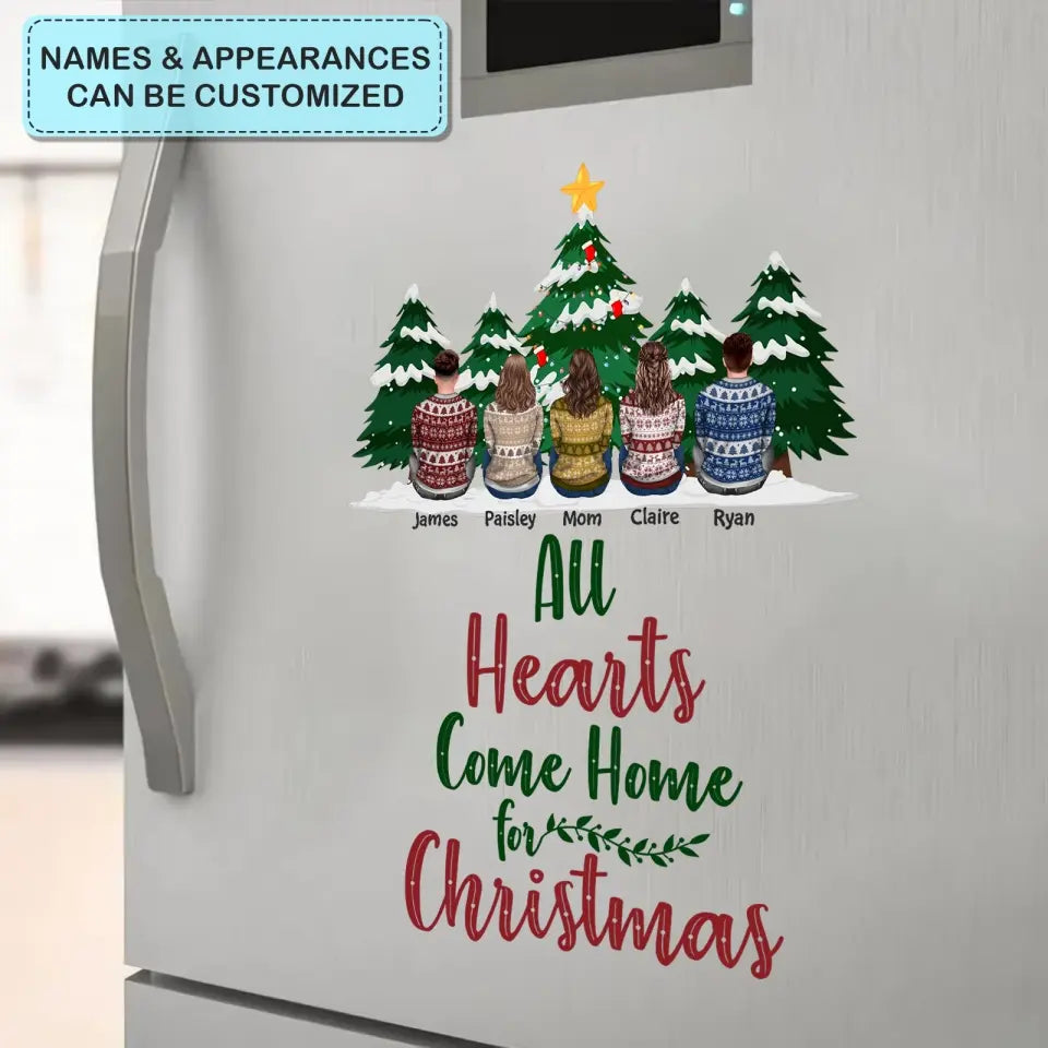 All Hearts Come Home For Christmas - Personalized Custom Decal - Christmas Gift For Family, Family Members