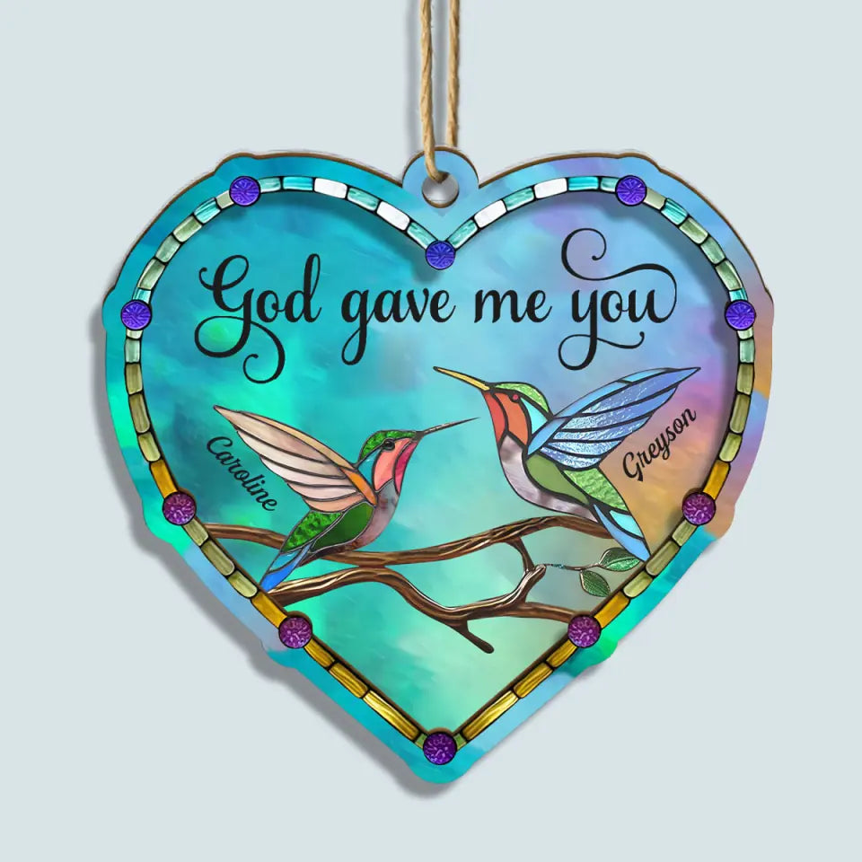 God Gave Me You V2 - Personalized Custom Suncatcher Layer Mix Ornament - Christmas Gift For Couple, Wife, Husband, Family Members