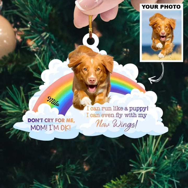 Don't Cry For Me Mom - Personalized Custom Photo Mica Ornament - Memorial, Christmas Gift For Dog Lover, Dog Owner AGCHD046