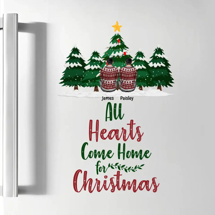 All Hearts Come Home For Christmas - Personalized Custom Decal - Christmas Gift For Family, Family Members