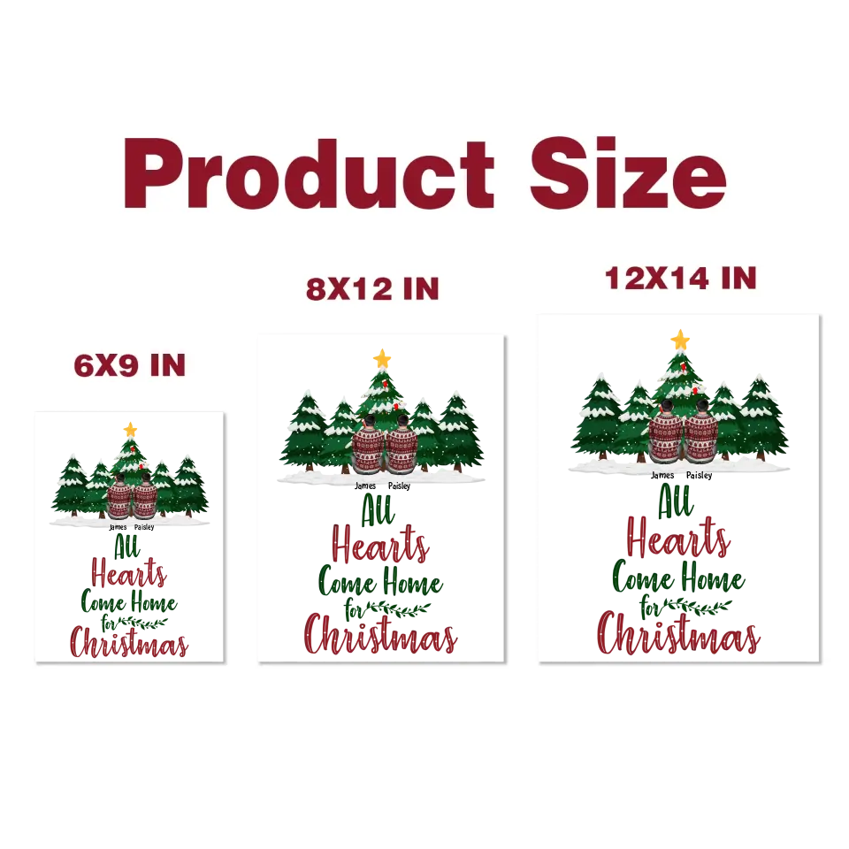 All Hearts Come Home For Christmas - Personalized Custom Decal - Christmas Gift For Family, Family Members