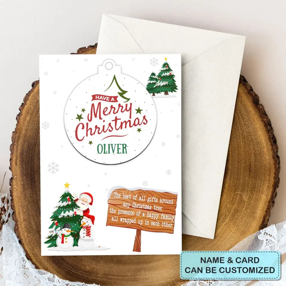 Merry Christmas Name Tag - Personalized Custom Christmas Card - Christmas Gift For Friends, Family Members