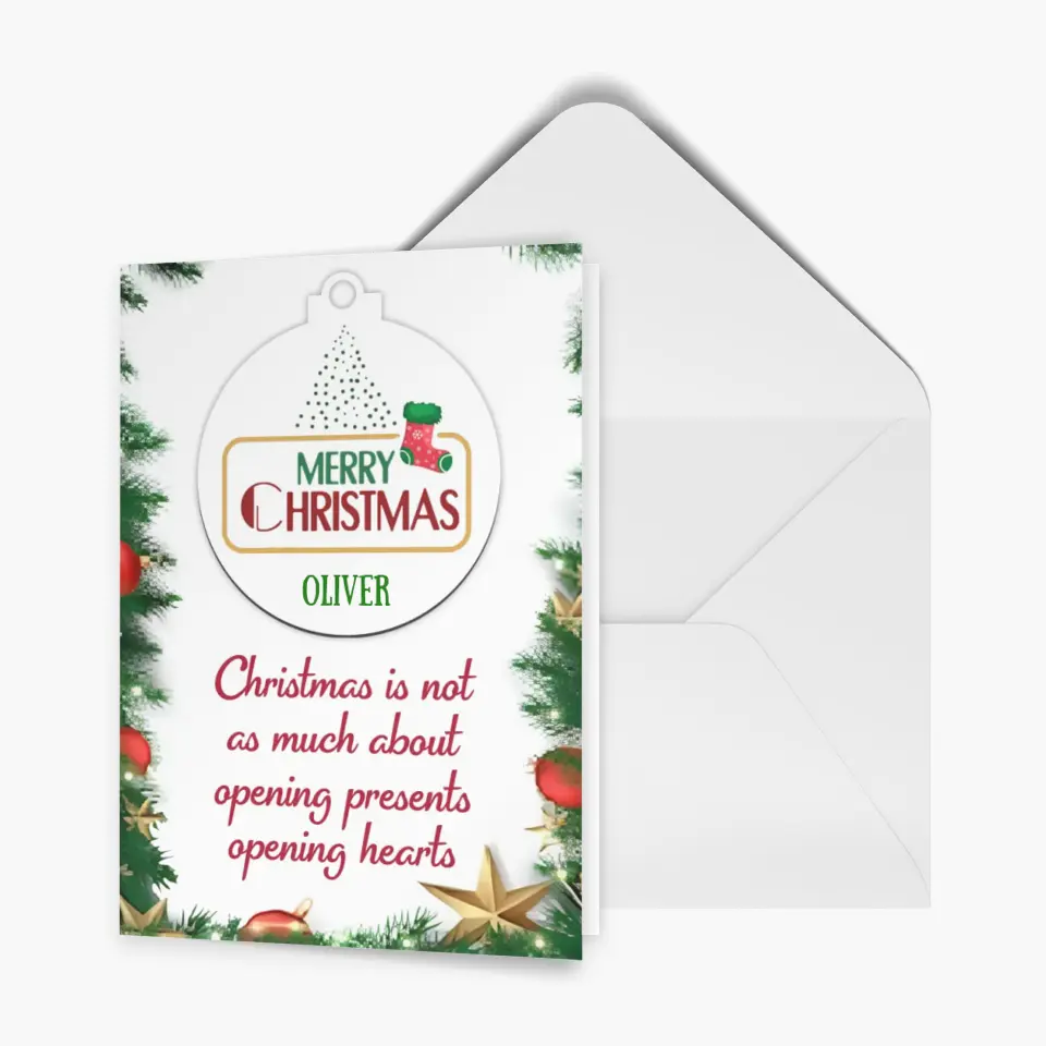 Merry Christmas Name Tag - Personalized Custom Christmas Card - Christmas Gift For Friends, Family Members