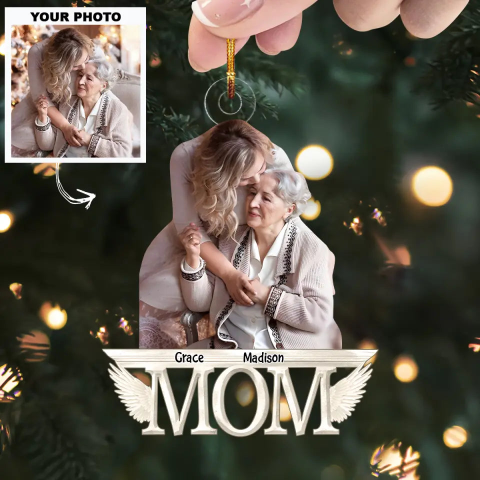 Forever In My Heart - Personalized Custom Photo Mica Ornament - Christmas Gift For Dad, Mom, Grandma, Grandpa, Family, Family Members AGCHD043