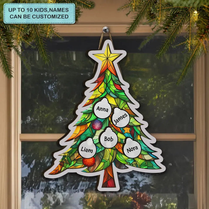 Christmas Tree - Personalized Custom 2-Layer Door Sign - Christmas Gift For Family, Family Members