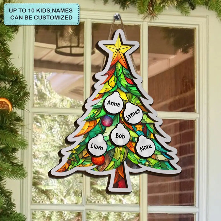 Christmas Tree - Personalized Custom 2-Layer Door Sign - Christmas Gift For Family, Family Members