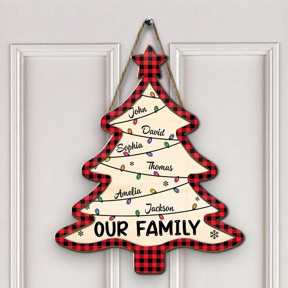 Christmas Tree - Personalized Custom 2-Layer Door Sign - Christmas Gift For Family, Family Members