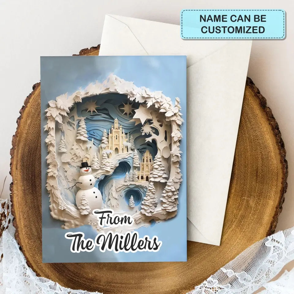Snowman Card - Personalized Custom Christmas Card - Christmas Gift For Family, Family Members