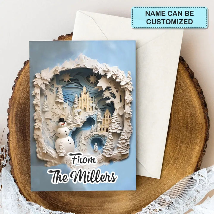 Snowman Card - Personalized Custom Christmas Card - Christmas Gift For Family, Family Members