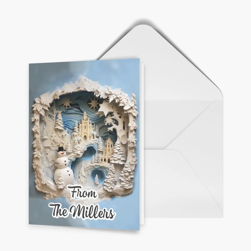 Snowman Card - Personalized Custom Christmas Card - Christmas Gift For Family, Family Members