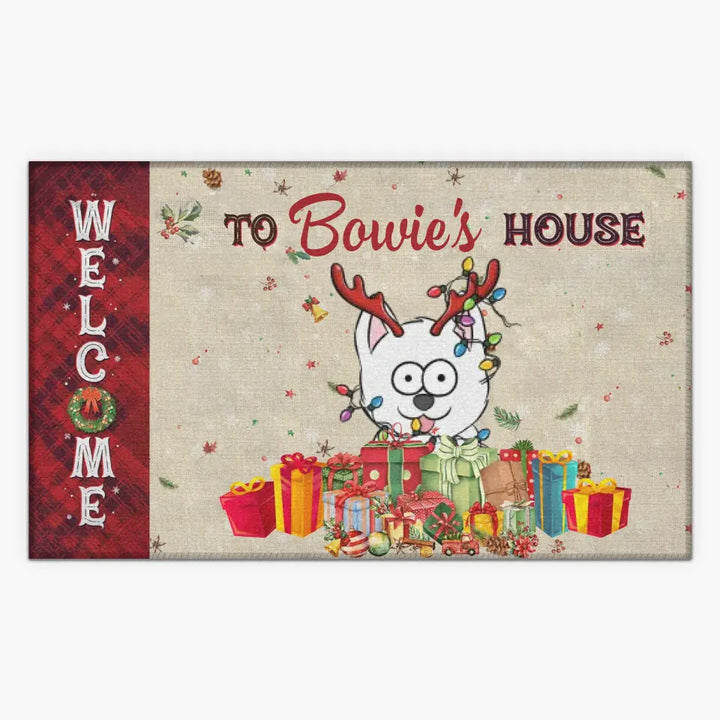 Welcome To Our House Christmas - Personalized Custom Doormat - Christmas Gift For Dog Mom, Dog Dad, Dog Lover, Dog Owner