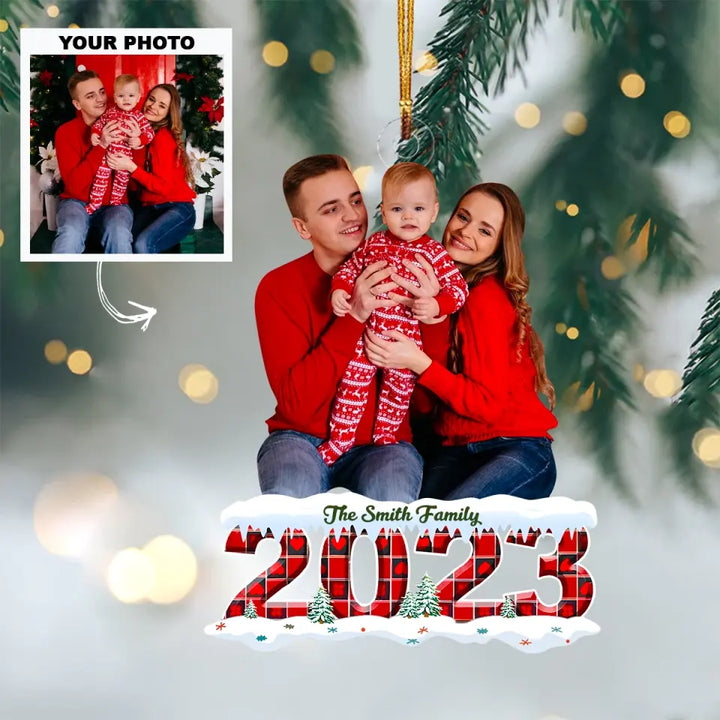2023 Christmas - Personalized Custom Photo Mica Ornament - Christmas Gift For Family, Family Members AGCDM037