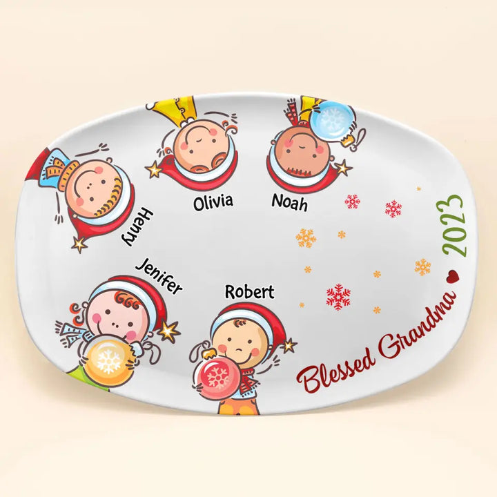 Best Grandma Ever - Personalized Custom Platter - Christmas Gift For Grandma, Family Members