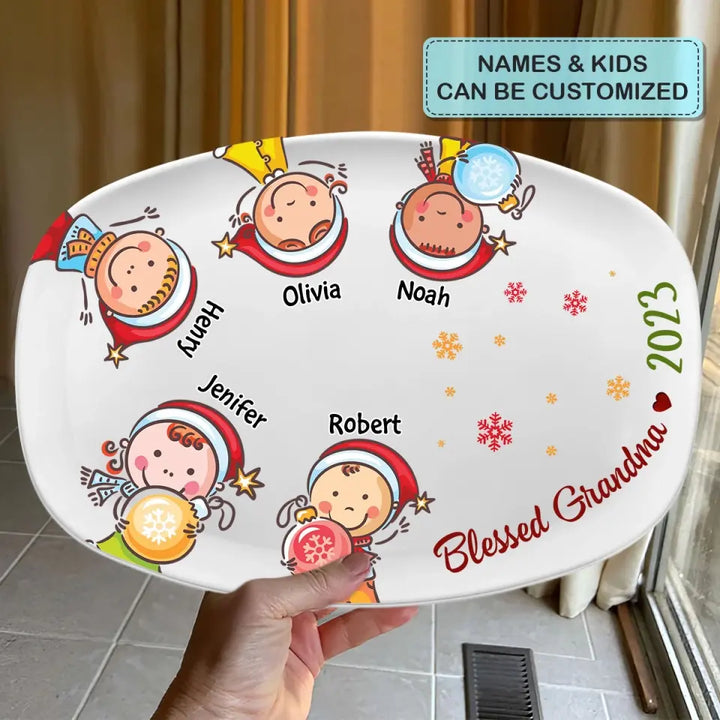 Best Grandma Ever - Personalized Custom Platter - Christmas Gift For Grandma, Family Members