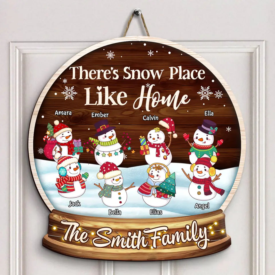 There's Snow Place Like Home - Personalized Custom Door Sign - Christmas Gift For Family, Family Members