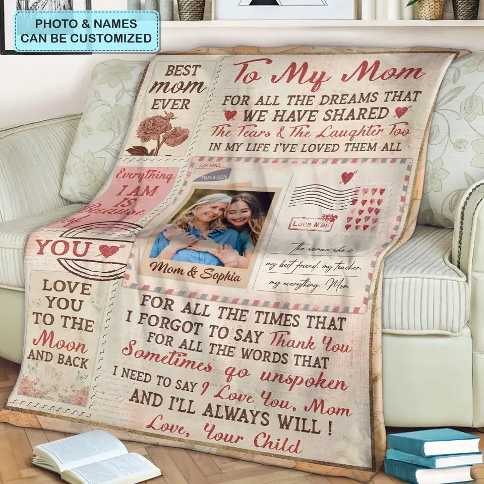 To My Mom - Personalized Custom Blanket - Christmas Gift For Mom, Family Members