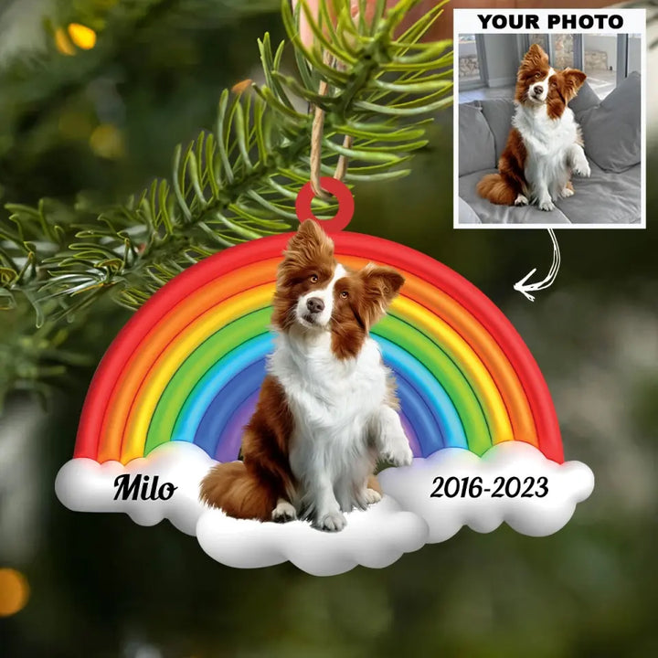 Wish The Rainbow Bridge Has Visiting Hours - Personalized Custom Photo Mica Ornament - Memorial, Christmas Gift For Pet Lover, Pet Owner AGCHD051