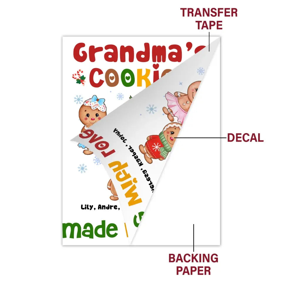 Grandma's Cookies Made With Love - Personalized Custom Decal - Christmas Gift For Grandma, Mom, Family Members