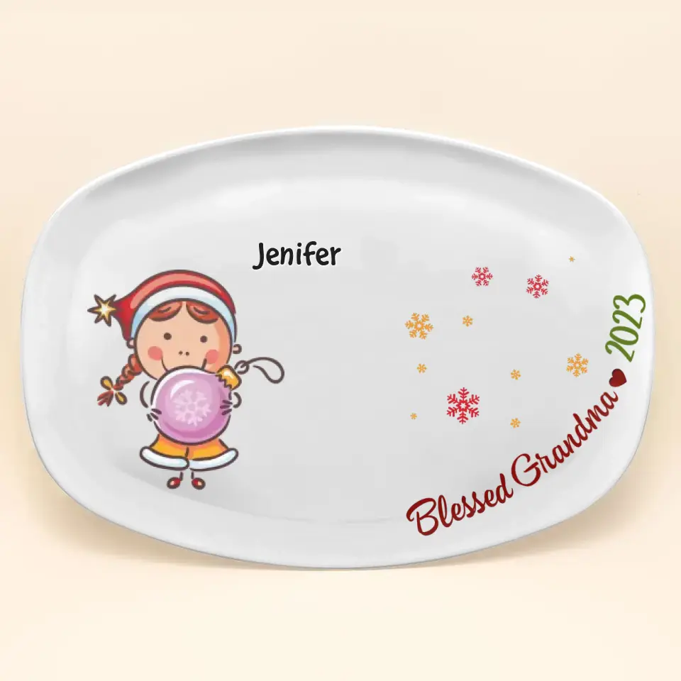 Best Grandma Ever - Personalized Custom Platter - Christmas Gift For Grandma, Family Members