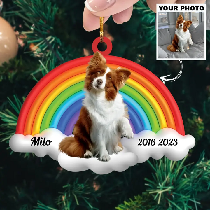 Wish The Rainbow Bridge Has Visiting Hours - Personalized Custom Photo Mica Ornament - Memorial, Christmas Gift For Pet Lover, Pet Owner AGCHD051