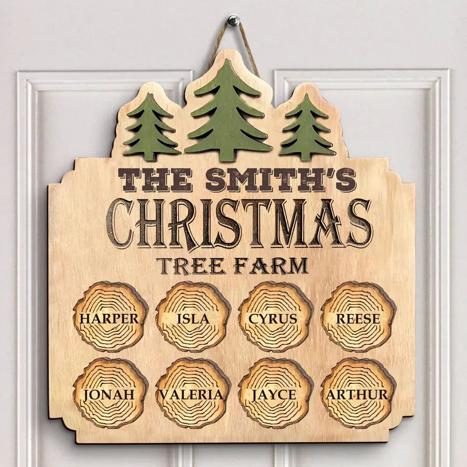 Christmas Tree Farm - Personalized Custom Door Sign - Christmas Gift For Family, Family Members