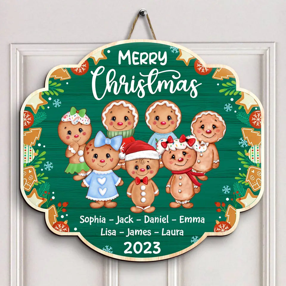 Merry Christmas Cookie 2023 - Personalized Custom Door Sign - Christmas Gift For Family, Family Members, Mom, Grandma