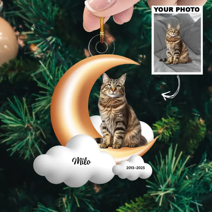 Love You To The Moon And Back - Personalized Custom Photo Mica Ornament - Memorial, Christmas Gift For Pet Lover, Pet Owner AGCHD050