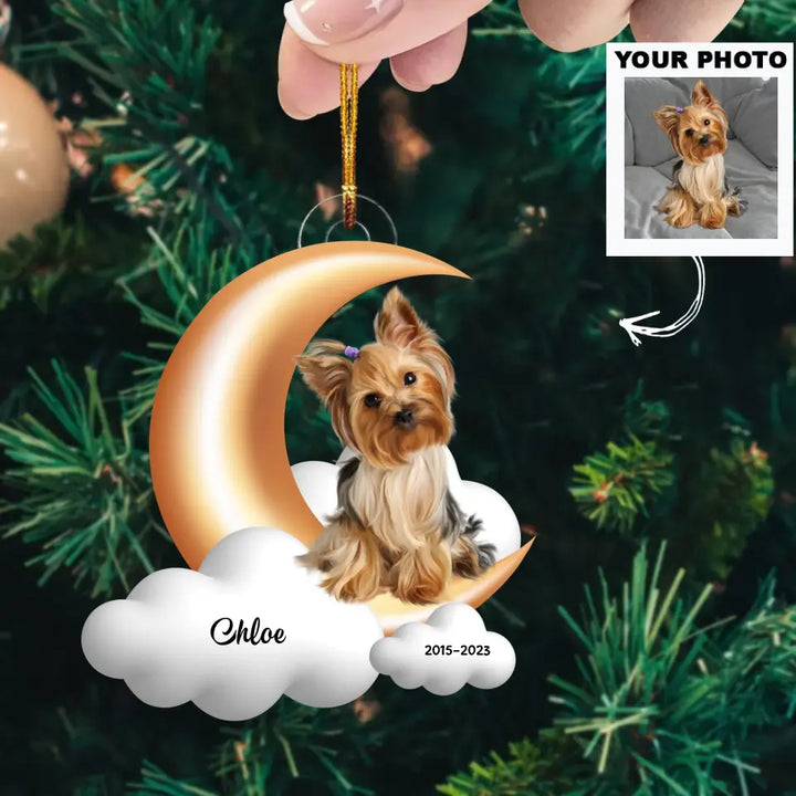 Love You To The Moon And Back - Personalized Custom Photo Mica Ornament - Memorial, Christmas Gift For Pet Lover, Pet Owner AGCHD050
