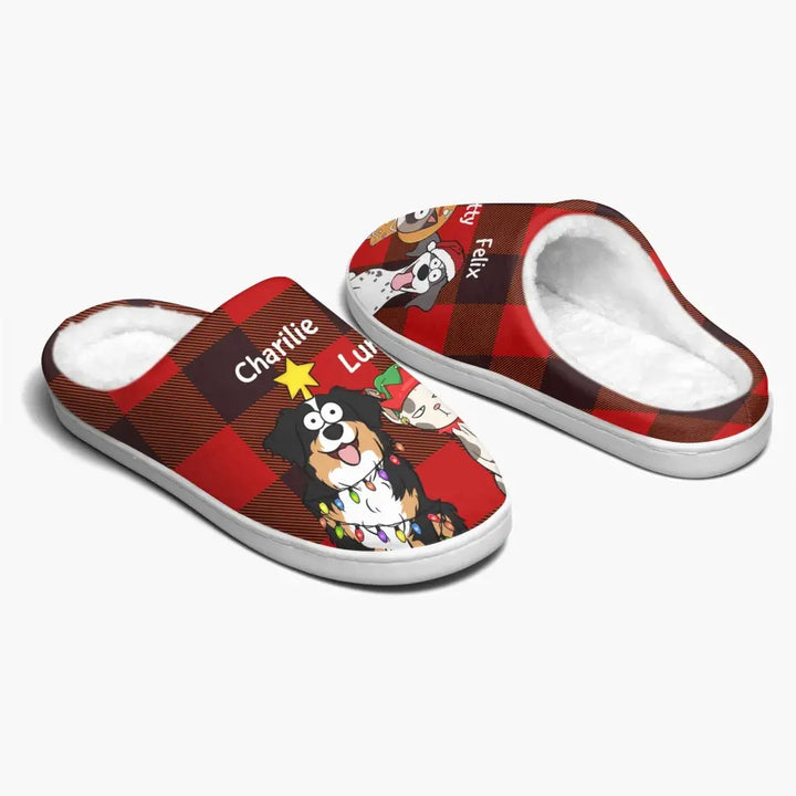 Pet Christmas - Personalized Custom Slippers - ChristmasGift For Pet Mom, Pet Dad, Pet Lover, Pet Owner