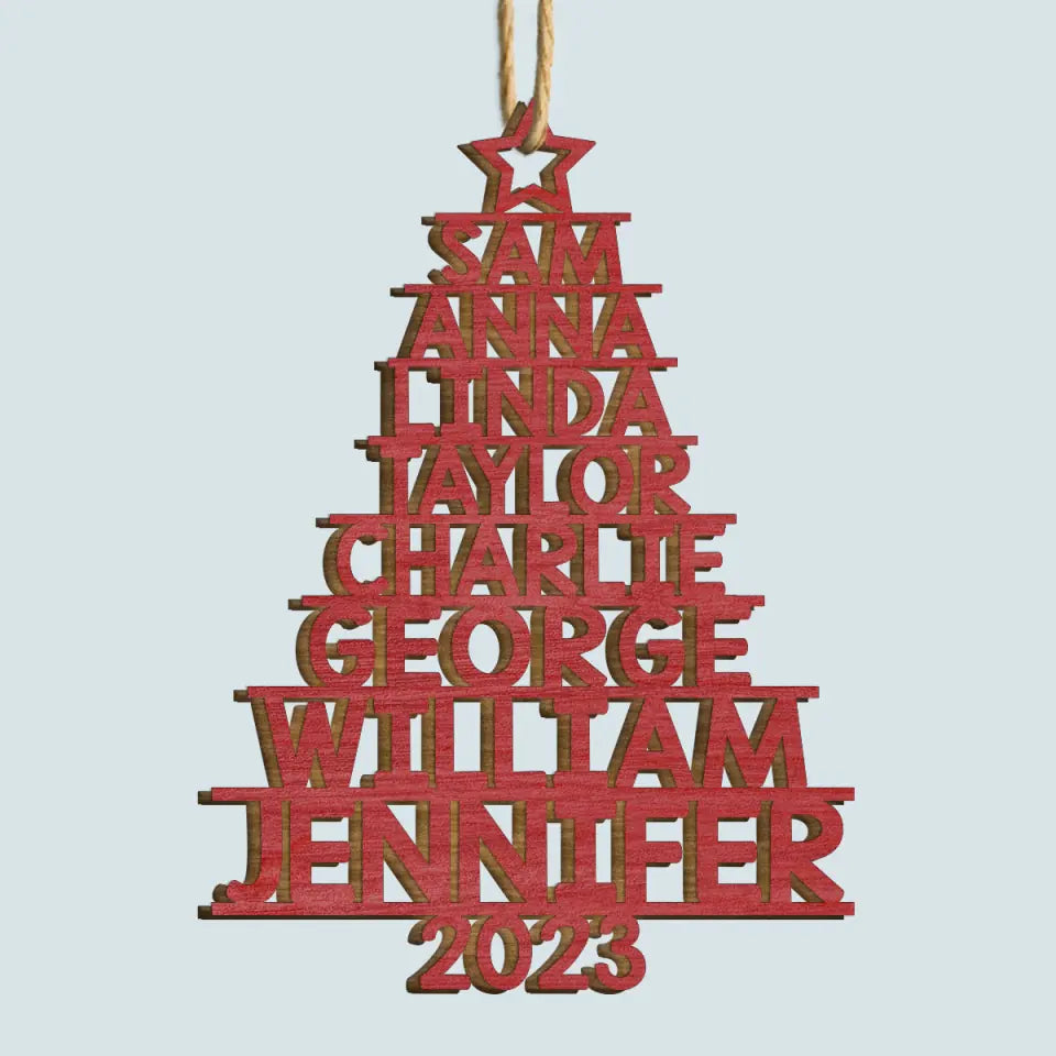 Family Tree 2023 - Personalized Custom Wood Ornament - Christmas Gift For Family Members AGCHD053
