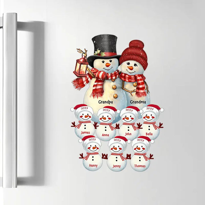 Snowman Grandkids - Personalized Custom Decal - Christmas Gift For Grandpa, Grandma, Family Members