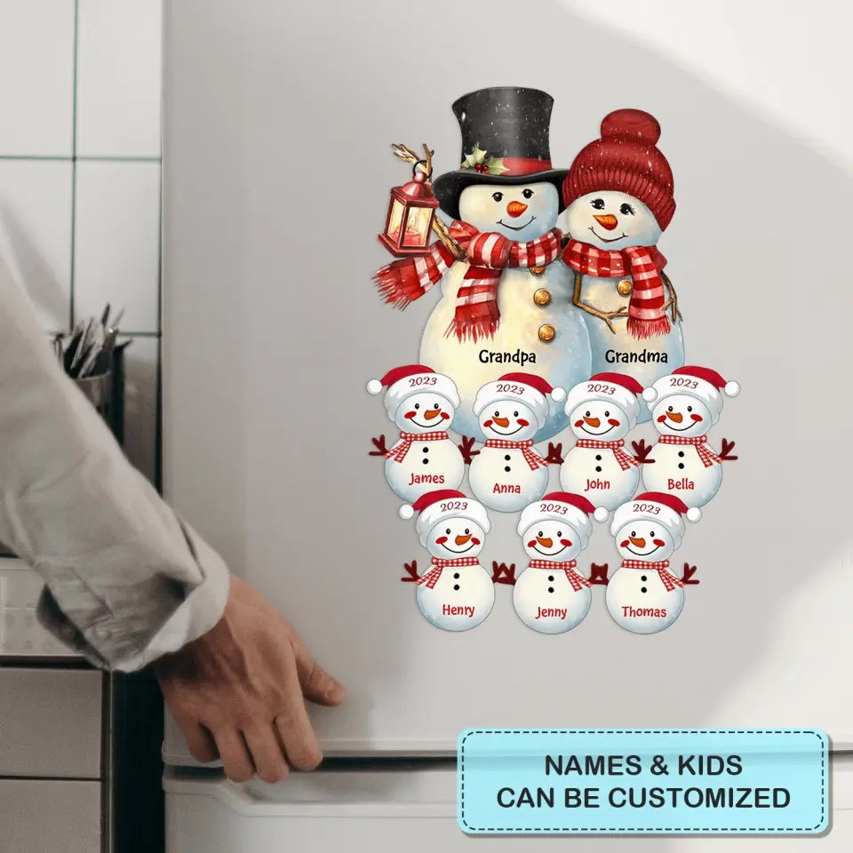 Snowman Grandkids - Personalized Custom Decal - Christmas Gift For Grandpa, Grandma, Family Members