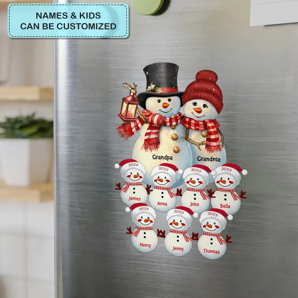 Snowman Grandkids - Personalized Custom Decal - Christmas Gift For Grandpa, Grandma, Family Members