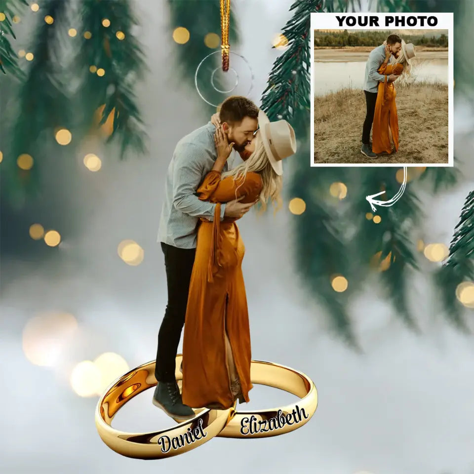 Wedding Ring - Personalized Custom Photo Mica Ornament - Christmas, Wedding Gift For Couple, Wife, Husband AGCPD059