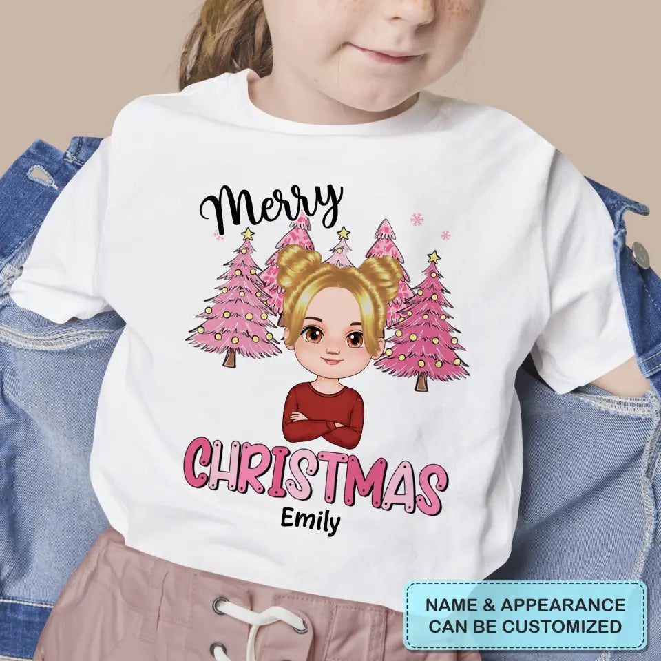 Pink Christmas Kid  - Personalized Custom Youth T-shirt - Christmas Gift For Kid, Family Members