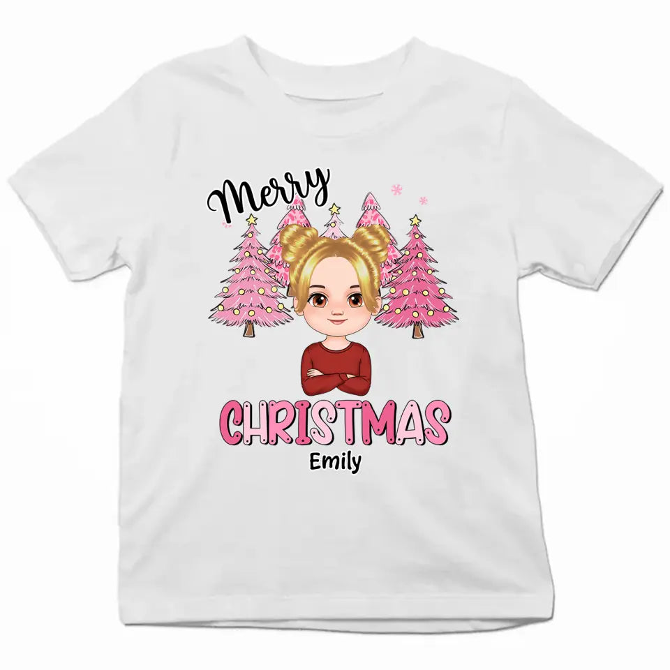 Pink Christmas Kid  - Personalized Custom Youth T-shirt - Christmas Gift For Kid, Family Members
