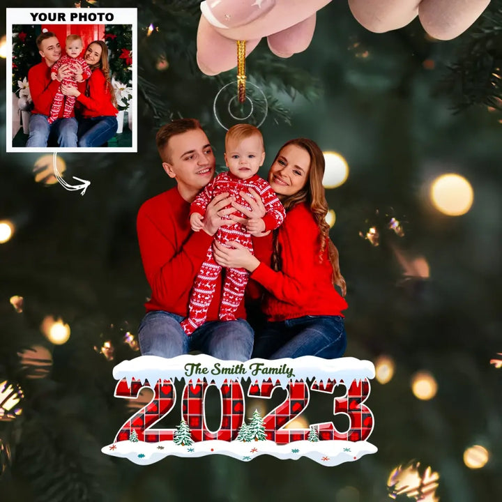 2023 Christmas - Personalized Custom Photo Mica Ornament - Christmas Gift For Family, Family Members AGCDM037