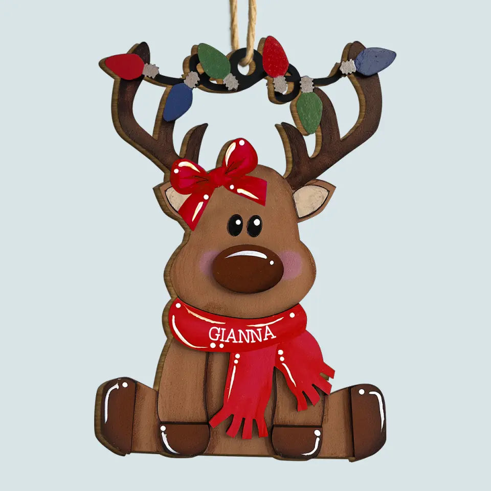 Reindeer Family - Personalized Custom Wood Ornament - Christmas Gift For Family, Family Members AGCVP003