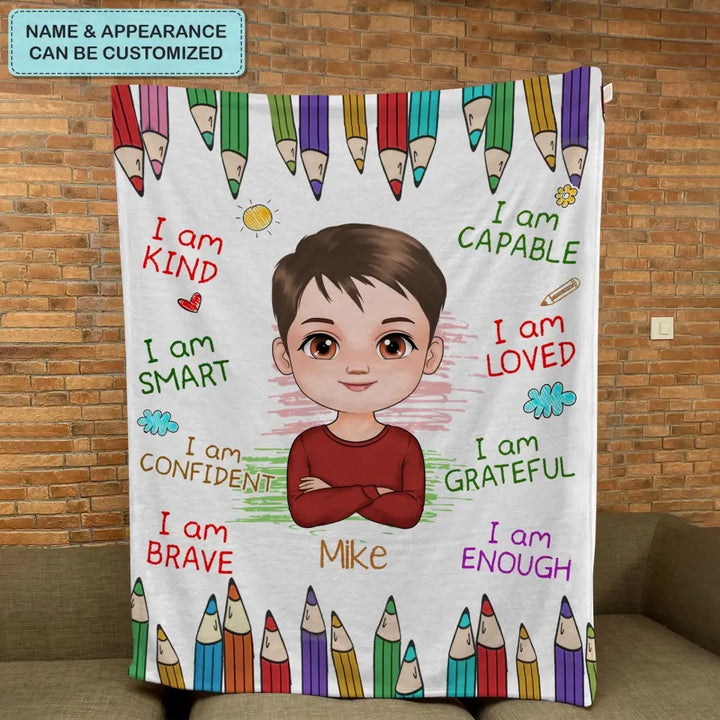 I Am Kind - Personalized Custom Blanket - Christmas Gift For Kids, Family Members
