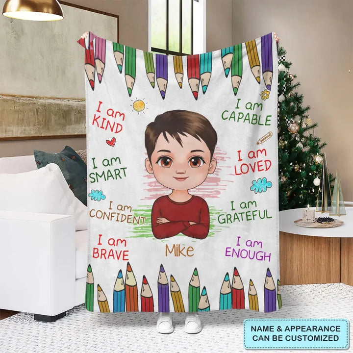 I Am Kind - Personalized Custom Blanket - Christmas Gift For Kids, Family Members